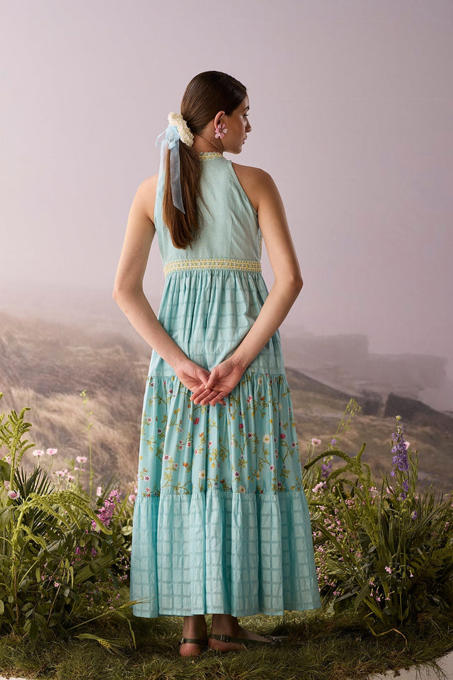 Azure Halter Neck Dress - Dress - Mizyana