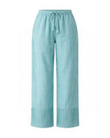 Azure Pintuck Cuffed Cotton Silk Trousers - Trousers - Mizyana