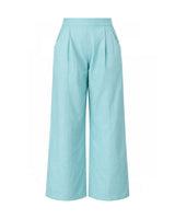 Azure Pleated Wide Leg Linen Trousers - Trousers - Mizyana