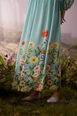Azure Printed Dress - Dress - Mizyana