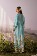 Azure Printed Dress - Dress - Mizyana