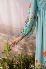 Azure Printed Dress - Dress - Mizyana