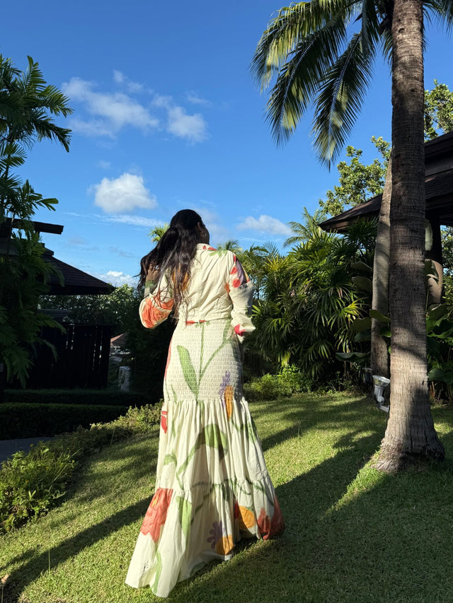Azzurra Dress in Sorrento Bloom Print (Butter Yellow) - Dress - Mizyana