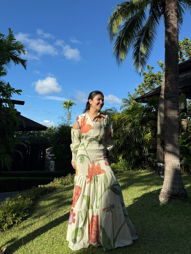 Azzurra Dress in Sorrento Bloom Print (Butter Yellow) - Dress - Mizyana