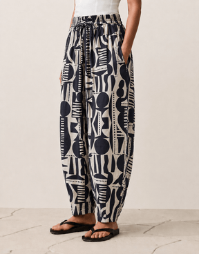 Balloon Linen Pants “Black & White ” - Trousers - Mizyana