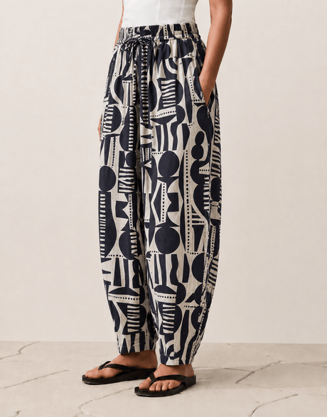 Balloon Linen Pants “Black & White ” - Trousers - Mizyana