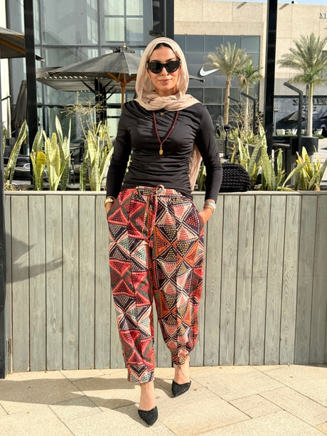 Balloon Linen Pants “Geometric ” - Trousers - Mizyana
