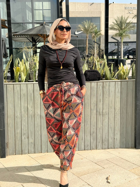 Balloon Linen Pants “Geometric ” - Trousers - Mizyana
