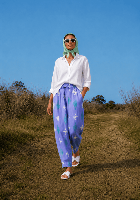 Balloon Linen Pants “lavender blue” - Trousers - Mizyana