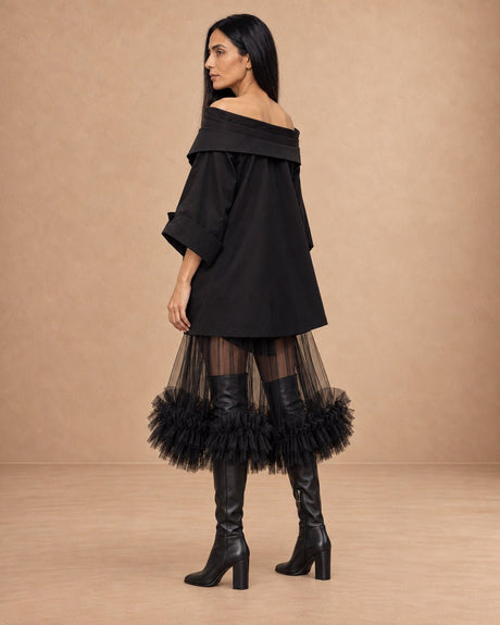 Baso Black Multi-Collar Cotton Tunic - Tunic - Mizyana
