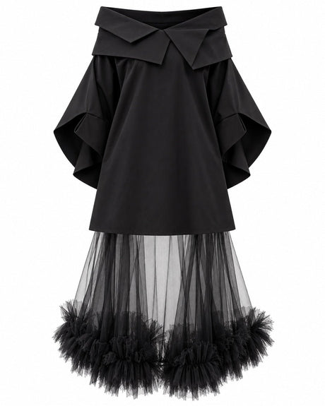 Baso Black Multi-Collar Cotton Tunic - Tunic - Mizyana