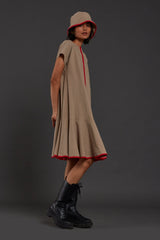 Beige A-line Dress - Dress - Mizyana