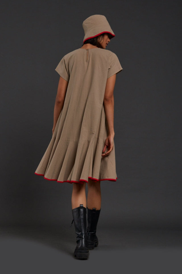 Beige A-line Dress - Dress - Mizyana