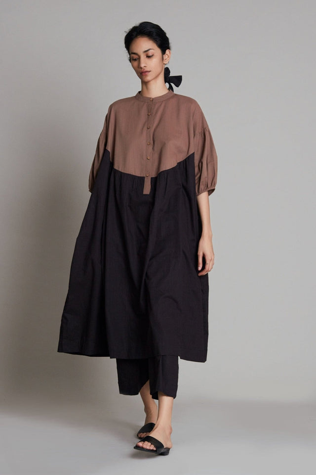 Beige & Black CB Acra Tunic Set - Two-Piece Set - Mizyana