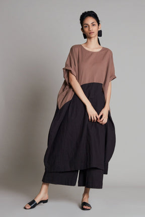 Beige & Black CB Dual Tunic Set - Two-Piece Set - Mizyana