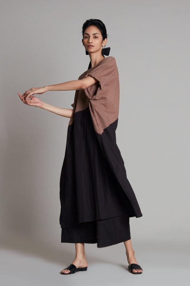Beige & Black CB Dual Tunic Set - Two-Piece Set - Mizyana