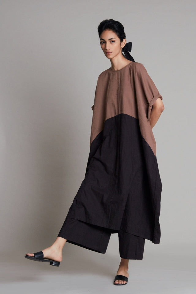 Beige & Black CB Dual Tunic Set - Two-Piece Set - Mizyana