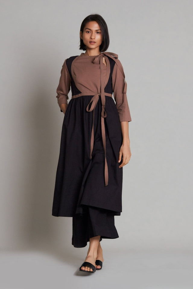 Beige & Black CB Rakha Set - Two-Piece Set - Mizyana