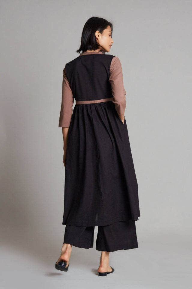 Beige & Black CB Rakha Set - Two-Piece Set - Mizyana