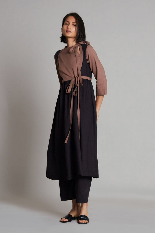 Beige & Black CB Rakha Set - Two-Piece Set - Mizyana