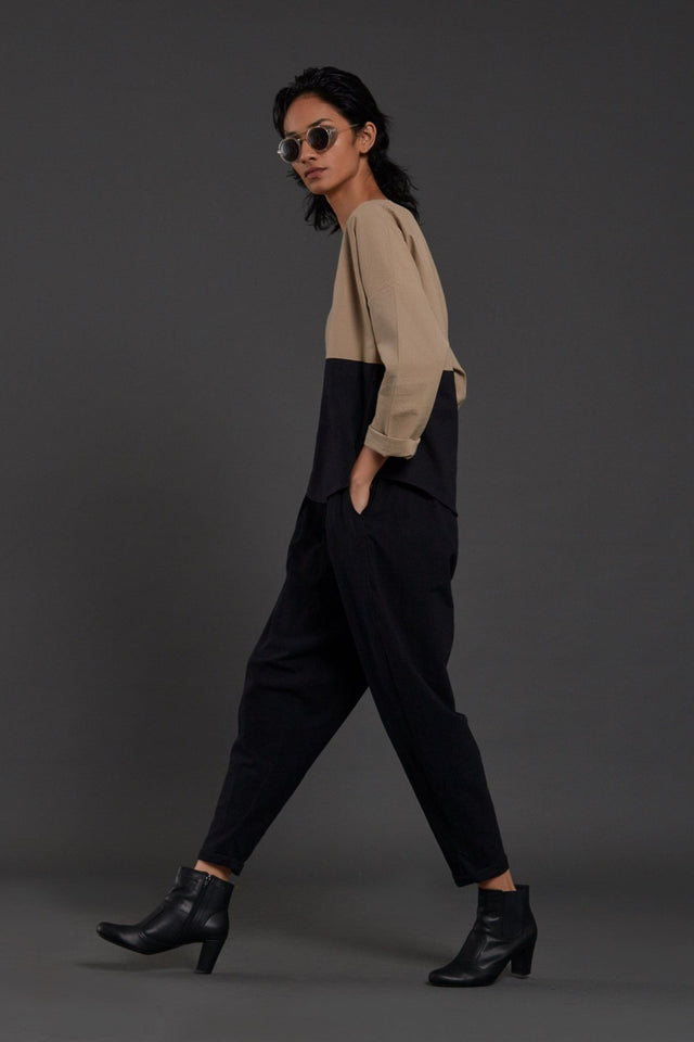 Beige & Black Rekin Set - Two-Piece Set - Mizyana