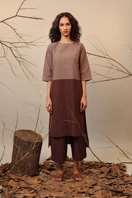 Beige & Brown Dual Ruka Set (2 PCS) - Two-Piece Set - Mizyana