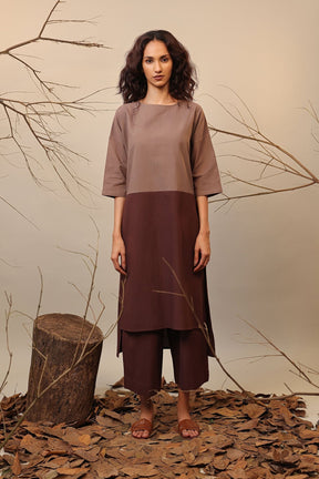 Beige & Brown Dual Ruka Tunic - Shirt - Mizyana