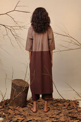 Beige & Brown Dual Ruka Tunic - Shirt - Mizyana