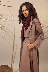 Beige Cali Trench Jacket Set (3 PCS) - Three-Piece Set - Mizyana