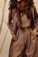 Beige Cali Trench Jacket Set (3 PCS) - Three-Piece Set - Mizyana
