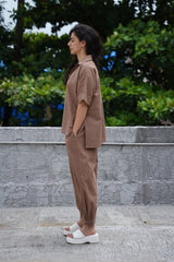 Beige Ekin Shirt & Hera Cotton Co-Ord Set (2 PCS) - Two-Piece Set - Mizyana