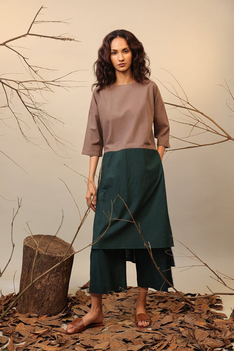 Beige & Green Dual Ruka Set (2 PCS) - Two-Piece Set - Mizyana