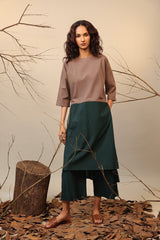Beige & Green Dual Ruka Tunic - Shirt - Mizyana