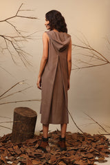 Beige Hooded Vita Dress - Dress - Mizyana