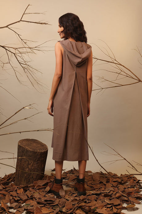 Beige Hooded Vita Dress - Dress - Mizyana