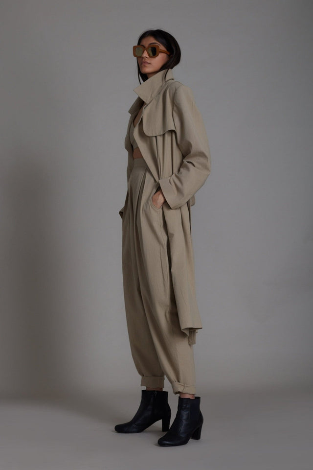 Beige Milestone Trench Jacket - Jacket - Mizyana