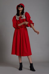 Beige & Red Bow Top - Shirt - Mizyana