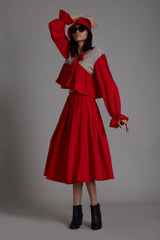 Beige & Red Bow Top - Shirt - Mizyana
