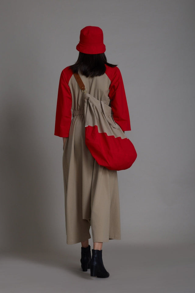 Beige & Red Sphara Jumpsuit - Jumpsuit - Mizyana