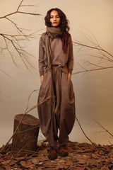 Beige Rib Raglan Co-Ord Set (2 PCS) - Co-ord Set - Mizyana