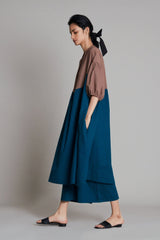 Beige & Teal Blue CB Acra Tunic Set - Two-Piece Set - Mizyana