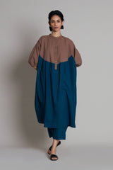 Beige & Teal Blue CB Acra Tunic Set - Two-Piece Set - Mizyana