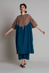 Beige & Teal Blue CB Acra Tunic Set - Two-Piece Set - Mizyana