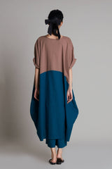 Beige & Teal Blue CB Dual Tunic Set - Two-Piece Set - Mizyana