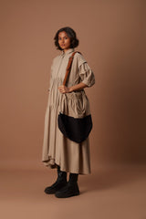 Beige Tiered Shirt Dress - Dress - Mizyana