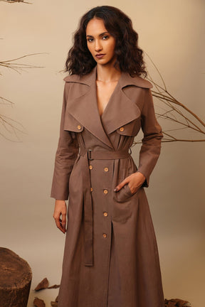 Biege Trench Dress - Dress - Mizyana