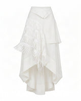 Biya Ivory Laser Cut Layered Hi-Low Skirt - Skirt - Mizyana
