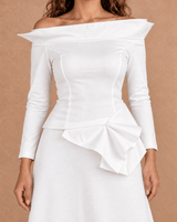 Biyana White Off-Shoulder Viscose Body Blouse - Blouse - Mizyana