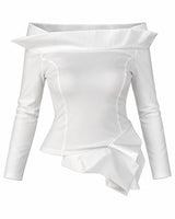 Biyana White Off-Shoulder Viscose Body Blouse - Blouse - Mizyana