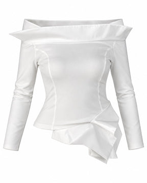 Biyana White Off-Shoulder Viscose Body Blouse - Blouse - Mizyana